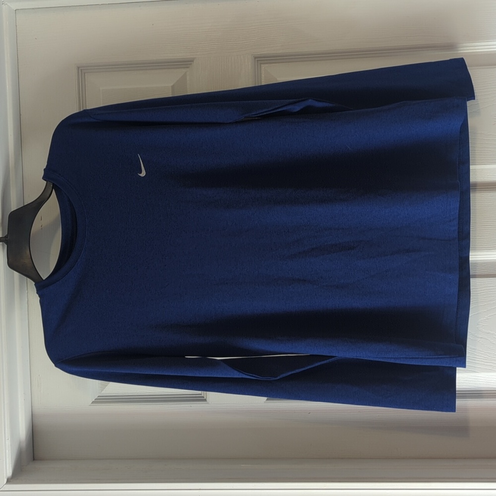 Nike Mens Dri-FIT Long Sleeve Shirt Blue Heathered Training Top Large 508
